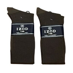 IZOD Men's‎ Dark Brown Dress Socks, 2 Pairs, Size L, NWT